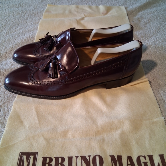 Bruno Magli Burgundy Verve Leather Tassel Slip-Ons Made In Italy - Picture 5 of 8